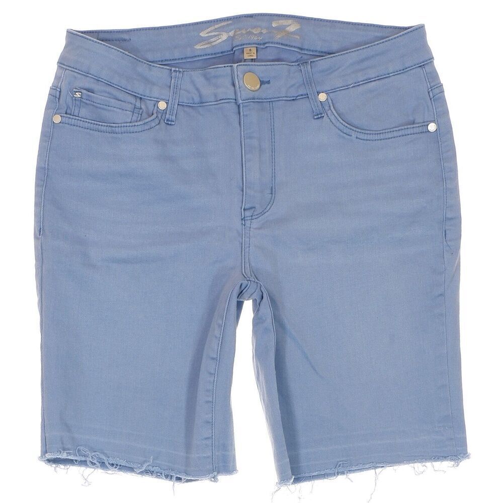 Seven7 Cut Offs Bermuda Shorts Size 8 Womens Blue Stretch Denim W30 Inseam 7.5